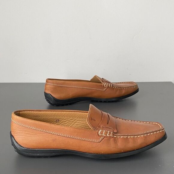 Tod’s Women’s Tan Leather Penny Loafers 39 /US 8.5 Driver’s Shoes Casual Preppy